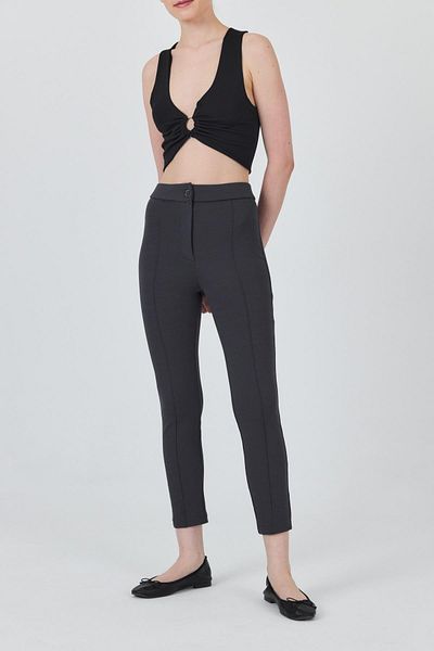 Rays Smoked High Waist Rib Stitching Detailed Leggings Trousers 6875A
