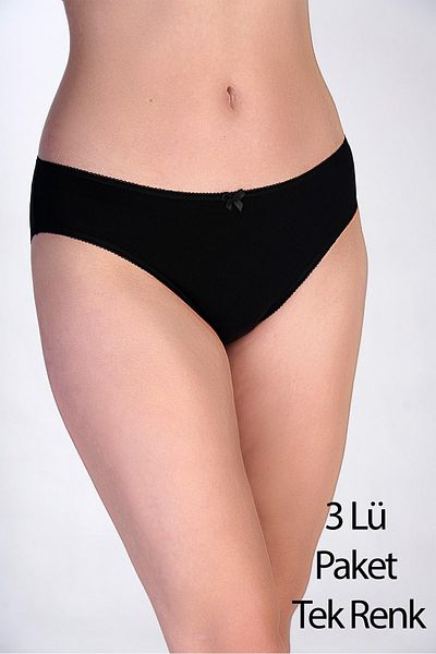 cotonhause Women's Cotton Bikini Panties 3 Pack – Normal Waist Black 365001
