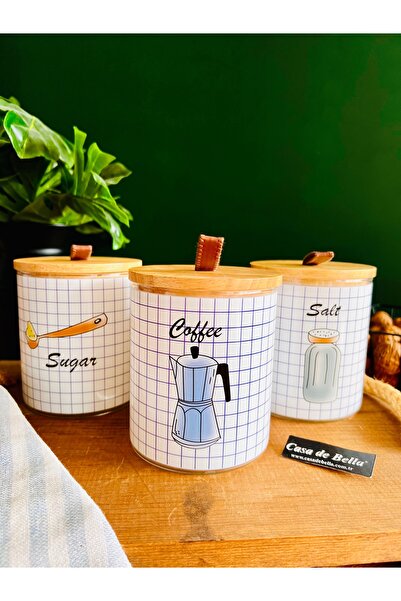 CASA DE BELLA 3 PARÇA VAKUMLU KAPAKLI CAM KAVANOZ BAHARATLIK SETİ 10,5*11CM