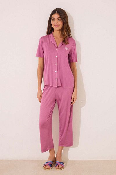 Women'secret Pink viscose classic pyjamas
