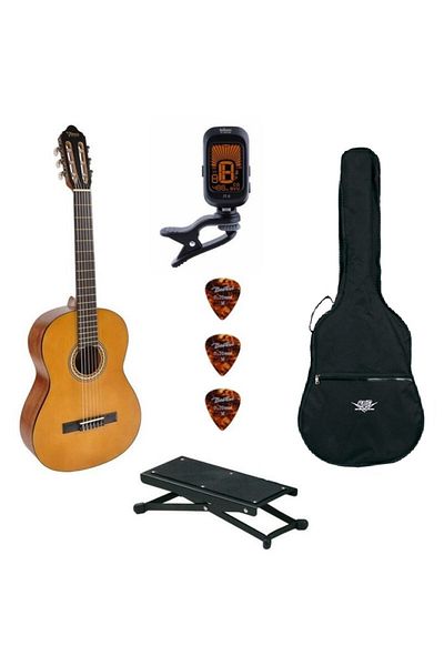 VALENCIA Vc204 Basic2 Classical Guitar Set 4/4, Bag, Digital Tuner, Footrest, Picks