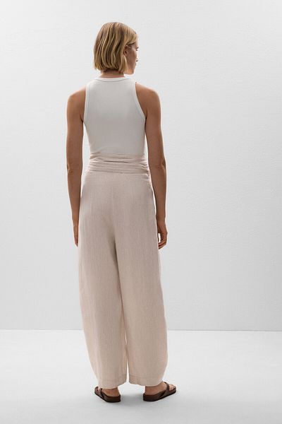 Oysho 100% linen crossover balloon trousers