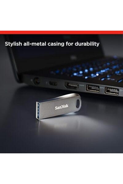 SanDisk Ultra Luxe USB 3.2 Gen 1 Flash Drive, Silver, SDCZ74-128G-G46