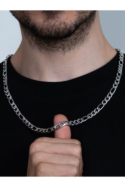 Takı Dükkanı سلسلة قلادة من الفولاذ المقاوم للصدأ للرجال من Figaro بسمك 8 مم eck19k