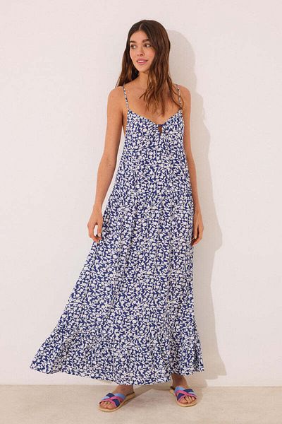 Women'secret Long dress with straps and blue print