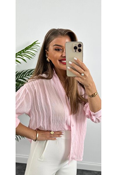 LİSAA BUTİK KADIN TRANSPARAN OVERSİZE STANDART BEDEN GÖMLEK