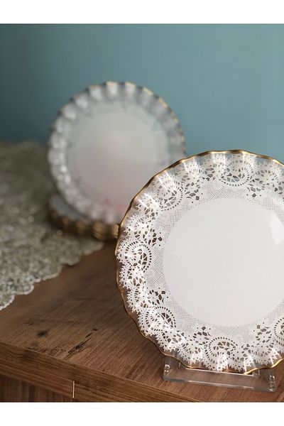 B&M Gold Lace Curved Cake Plate 6 Pieces