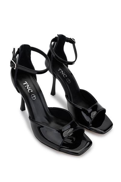 Tamer Tanca Women's Vegan Black Patent Leather Heeled Shoes