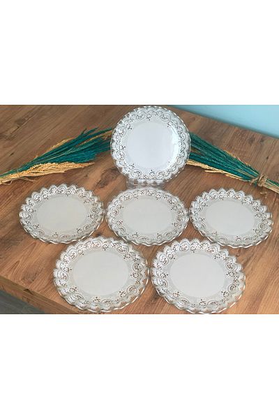 B&M Silver Lace Curved Cake Plate 6 Pieces