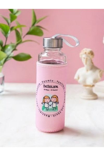 TEKNO İSTANBUL Flask with Zodiac Sign Case 400 ml Gemini Pink -Thn74770