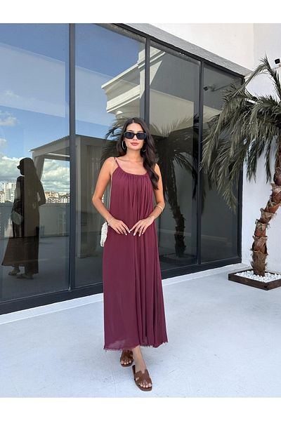 My Blog Rochie roșie Claret cu croială confortabilă - 3173