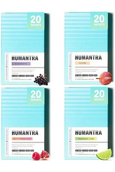 Humantra Hydration Packets, Zero Sugar Electrolyte Hydration Multiplier w/Essential Minerals, 4Packs