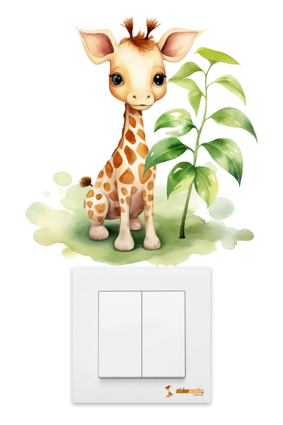 Sticker Sepetim Yavru Zürafa ve Ağaç Dalları Çocuk Odası Duvar Sticker - Priz Sticker