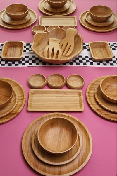 Atbyhome Meadow 31 Piece Natural Bamboo Breakfast Set for 6 People – Breakfast Set Presentation Set