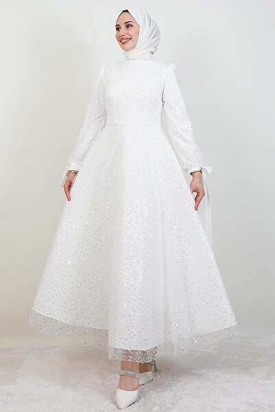 giz astore Tansu Tesettür Abiye Beyaz