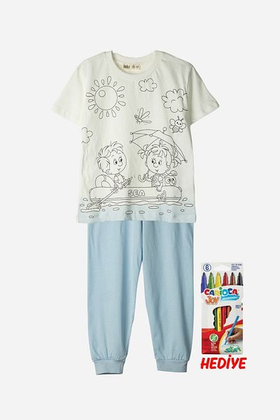 ZUZUNGA The Most Cute Figures Can Be Painted with Special Pen Children's Pajamas Set (Does Not Leave Stains After Washing)