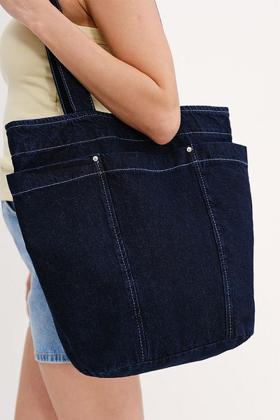 Addax Geantă tote din denim cu buzunar Ç110-G10