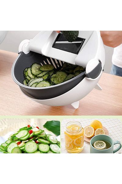 zola Multifunctional vegetable chopper, with bowl included, plastic and stainless steel, 21x10.5 cm, white