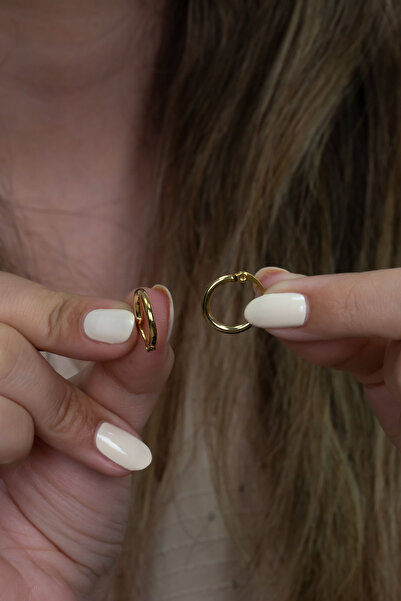 Takı Dükkanı 11mm Kadın Halka Çelik Küpe Çifti İtalyan Kilitli mse22