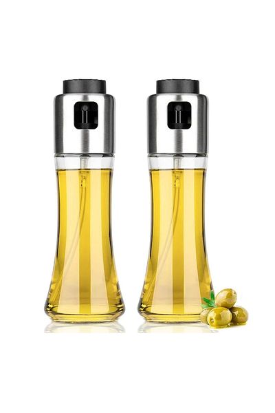 Mafiti Set of 2 Mafiti oil sprayers, glass and stainless steel, transparent/silver, 6.5 cm x 9 cm, 180 ml