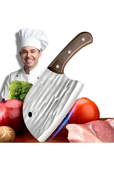 zola Chef's cleaver, stainless steel, ergonomic handle, blade size 16 x 2 cm, total length 25 cm.