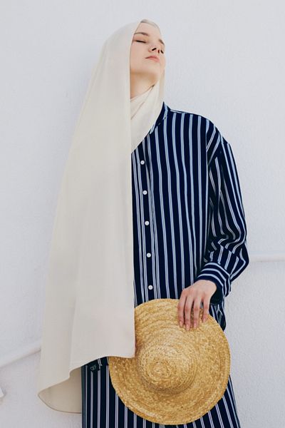 Qef Cotton Line Shawl Ecru