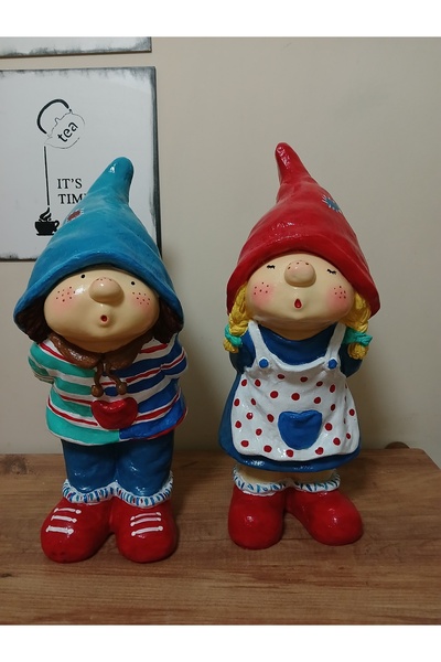 RENKLİMASALTASARIMLAR 2'li Cüce Bahçe Heykeli Ev Dekorasyonu ( 44x18cm )