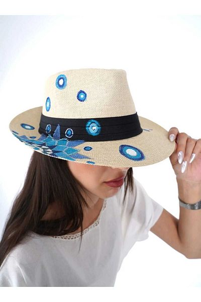 Do Tebe Καλοκαιρινό χειροποίητο καπέλο Fedora από ψάθινο ανεμιστήρα Προσαρμοσμένο σχέδιο