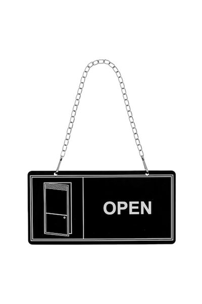 OEM Hanging Indicator, OPEN-CLOSED, Plastic, Metal, Black, 24x12cm