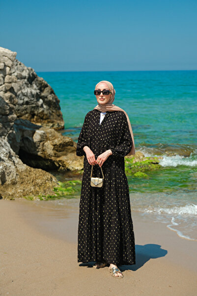 LOCCO فستان نسائي بتفاصيل خرز لامع باللون الأسود