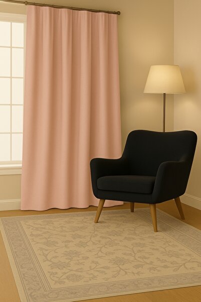 Luvora Home Κουρτίνα φόντου χωρίς πτερύγια με βελούδινη υφή της σειράς Luna - Πούδρα