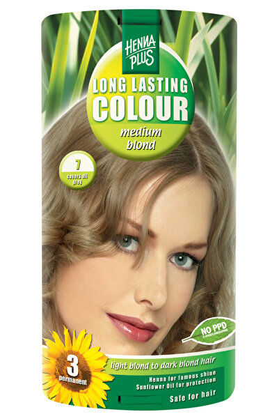 Hennaplus Vopsea de par permanenta Hennaplus fara parabeni Long Lasting Color Medium Blond 7, 100 ml