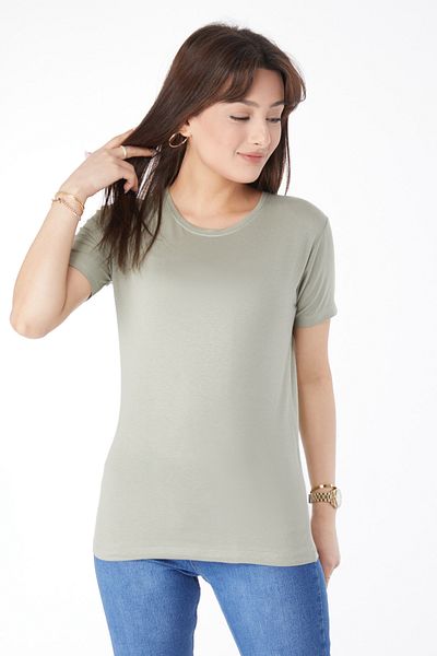 TOFİSA Short Sleeve Unprinted T-Shirt Khaki - 24764