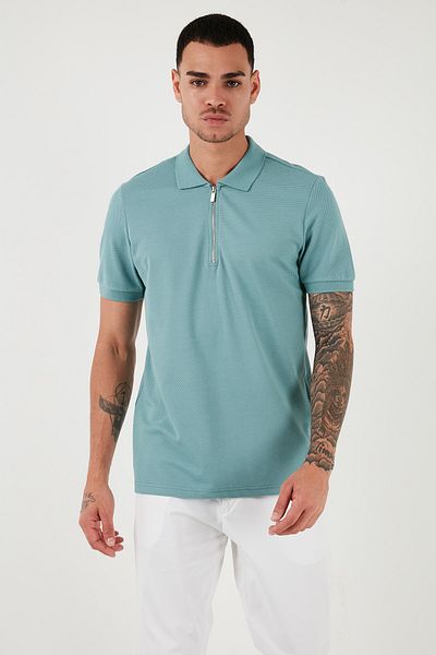 Buratti Tricou cu gât polo din bumbac, cu jumătate de fermoar, cu 3 pachete, pentru bărbați, tricou cu gât polo 590