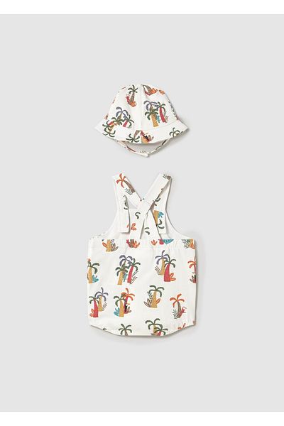 MAYORAL Baby Boy Short Jumpsuit with Hat White 1613