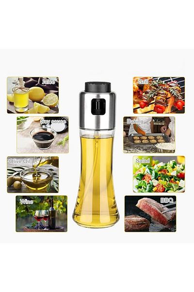 Mafiti Set of 2 Mafiti oil sprayers, glass and stainless steel, transparent/silver, 6.5 cm x 9 cm, 180 ml