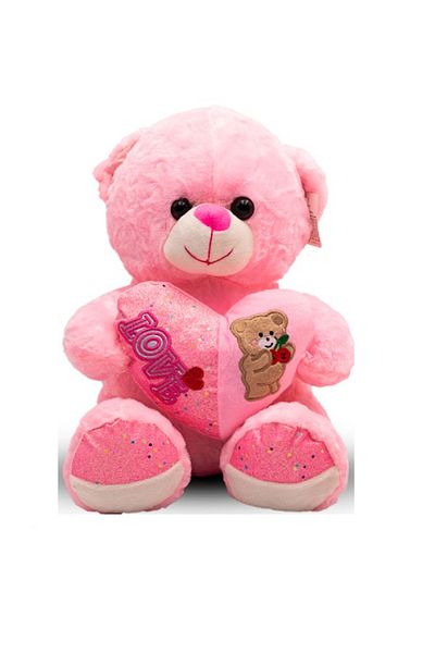 rexa Pink Teddy Bear with Heart Design – 40cm x 36cm