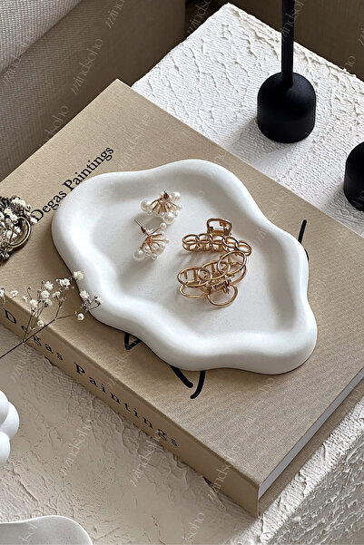 mindsoho Vernikli(Wax) Dekoratif Bulut Tabak Tepsi, Takı Tabağı