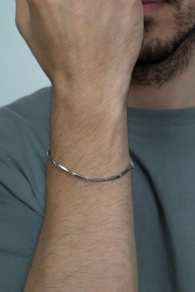 Takı Dükkanı Cube Triangle Model Steel Imprint Men's Bracelet Chain Eck38b