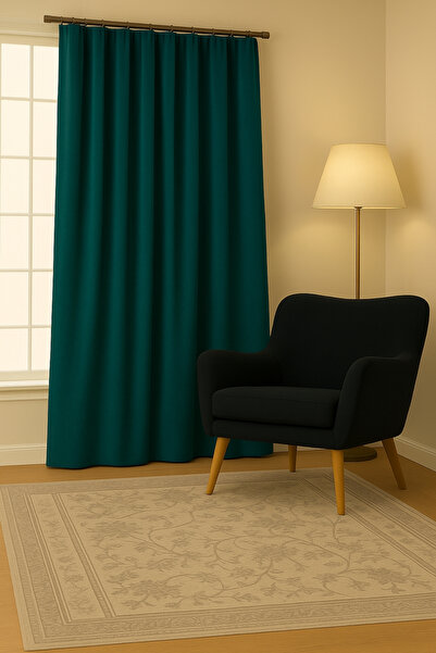 Luvora Home Κουρτίνα σκηνικού χωρίς πτερύγια με βελούδινη υφή της σειράς Luna - Βενζίνη