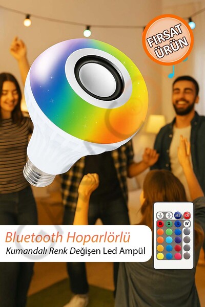 garaccu Bluetooth Hoparlörlü, RGB LED Işıklı Lamba, Uzaktan Kumandalı Müzik Ç...