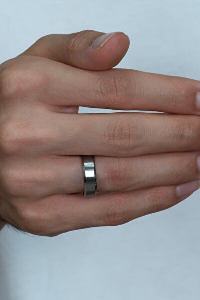 Takı Dükkanı 6mm Köşeli Düz Model Unisex Kadın Erkek Çelik Alyans Yüzük cl30