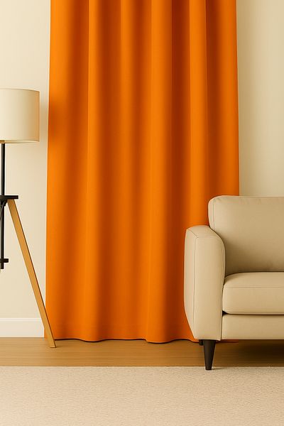 Luvora Home Luna Series Velvet Textured Pleatless Background Curtain - Orange