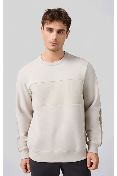 Champion C-Tech Crewneck Sweatshirt Bej Erkek Sweatshirt-220392-ES057