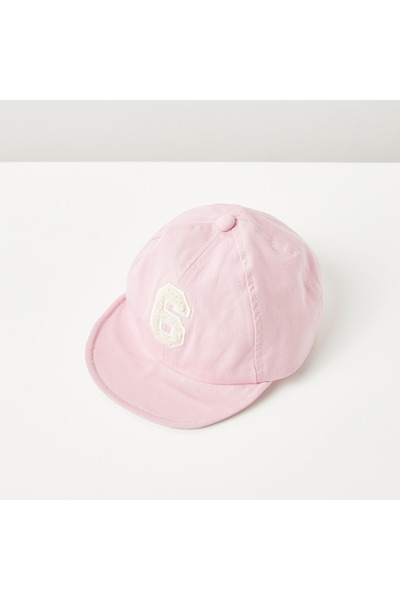 Juniors Applique Detail Cotton Cap With Hook And Loop Strap Closure