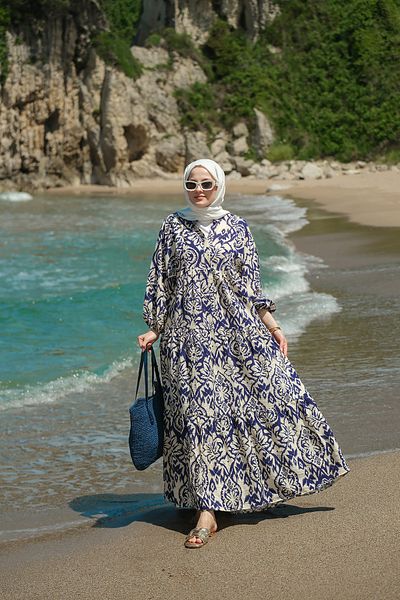 LOCCO Rochie de damă cu model autentic bleumarin