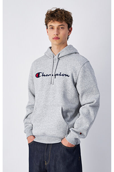 Champion Script Shop Hooded Sweatshirt Gri Erkek Kapüşonlu Sweatshirt-220253-...