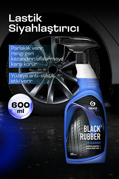 GRASS Black Rubber 600ml - Ultra Siyah Lastik Parlatıcı, 4 Hafta Kalıcı | Mat...