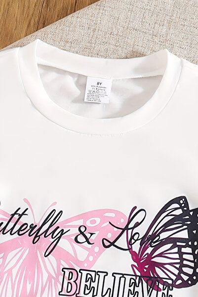 MYADA Premium Butterfly Printed Girl's Shorts Bottom Top Suit 24028