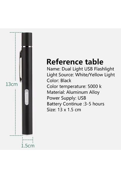 Choice Black Usb Rechargeable Medical Handy Pen Light Mini Nursing Flashlight Led Torch Lamp With Stainless